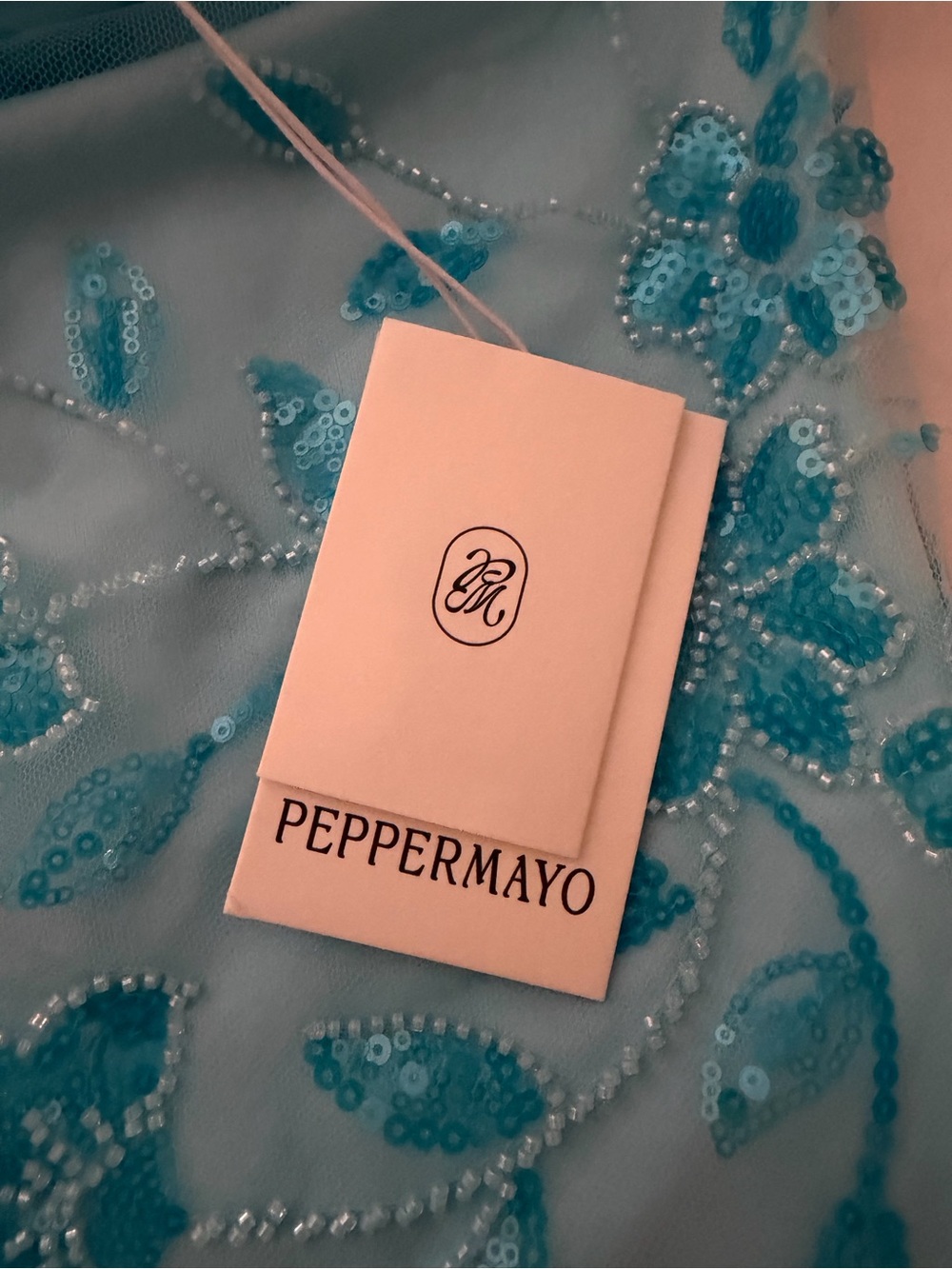 NWT Blue Beaded Peppermayo Mini Dress - Picture 4 of 5